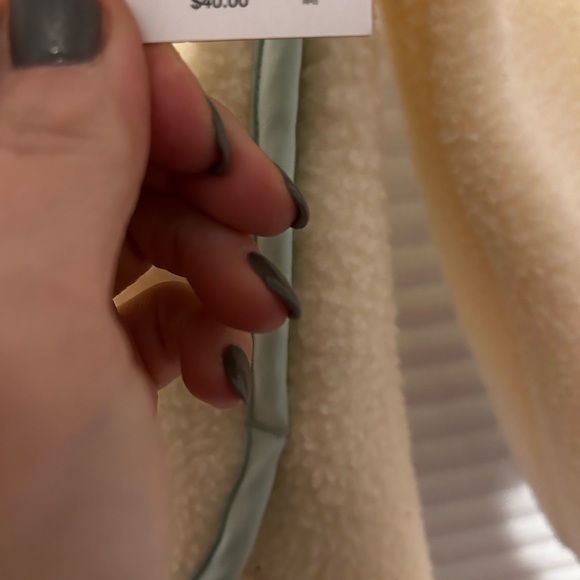 NWT Girls cream and teal  1/4 zip fleece hooded jacket 10/12 - Picture 5 of 6